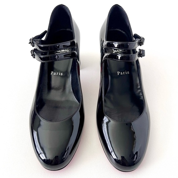 CHRISTIAN LOUBOUTIN || Miss Jane 55 Black Patent Pumps EU 38.5 - Picture 3 of 11